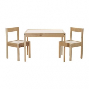 IKEA LÄTT Kindertisch mit 2 Stühlen, weiß, Kiefer - 