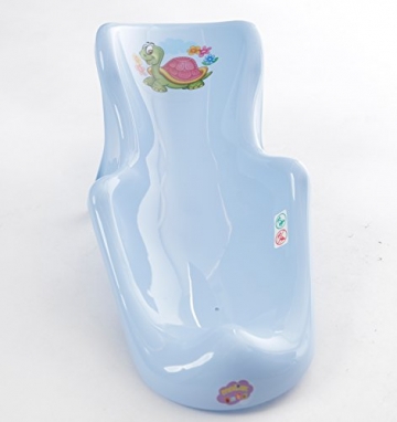 GoFuture Babybadewanne + höhenverstellbarem Ständer + Badesitz + Abflussset (Abfluss, Schlauch) - Happy Schildkröte in Blau - 