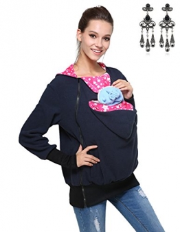 MODETREND Damen Tragejacke für Mama und Baby 3in1 Känguru Jacke Mutterschaft Kapuzen-Sweatshirt Multifunktions-Frauen-Strickjacke-Oberbekleidung Umstandsjacke -