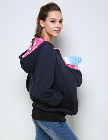 MODETREND Damen Tragejacke für Mama und Baby 3in1 Känguru Jacke Mutterschaft Kapuzen-Sweatshirt Multifunktions-Frauen-Strickjacke-Oberbekleidung Umstandsjacke - 