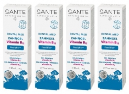 SANTE Dental Med Zahngel Vitamin B12 ohne Fluorid 4er-Pack (bio, vegan, Naturkosmetik) (B12 Gel x4) -