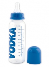 Baby Flasche Vodka "My First Drink" Baby Bottle - transparent, 100% Kunststoff, bedruckt, mit Deckel, Fassungsvermögen 240 ml.. -