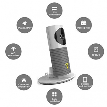 Cadrim DOG-1W-Grey WiFi 720P IP Funk Überwachungskamera Wlan mit Babypflege Monitor, grau - 