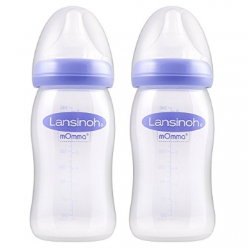 Lansinoh 75890 Weithalsflasche mit NaturalWave Sauger Gr. M, 2 Stück, 240 ml -