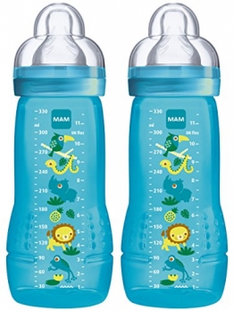 MAM 99950500 - Easy Active Baby Bottle 330 ml, Babyflasche, Doppelpack für Jungen -
