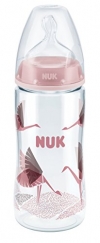 NUK 10216182 First Choice Plus PA-Flasche, 300 ml, mit Silikon-Trinksauger, Größe 6-18 Monate, M, rot -