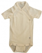 Popolini Iobio Baby Wickelbody mit kurzen Armen, Größe 74/80, 70% Wolle 30% Seide Wollbody -