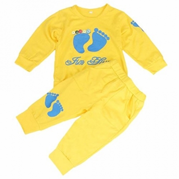Tonsee Frühling Herbst Sets Kinder Jungen Baby Kleidung Girls Kids Marke Sport Anzüge Jogginganzüge Baumwolle Langarm-Shirt + Hose 2ST (0-6 M, gelb) - 